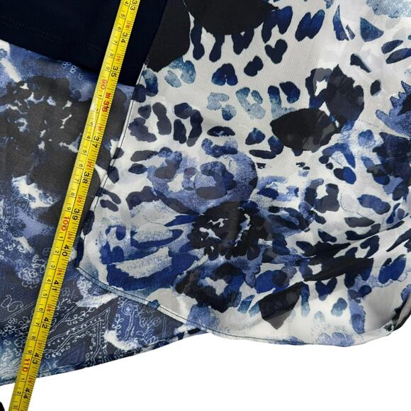 SLNY Women's Large Blue Floral Animal Print Silky High Low Sleeveless Midi Dress - Picture 9 of 9